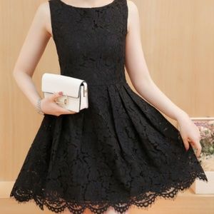 Korean Sexy Black Lace Sleeveless Mini Dress